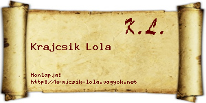 Krajcsik Lola névjegykártya